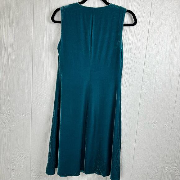 Beth Bowley Velvet Silk Embroidered Embellished Teal Silk Lined Mini Dress Sz 4 - Picture 5 of 7